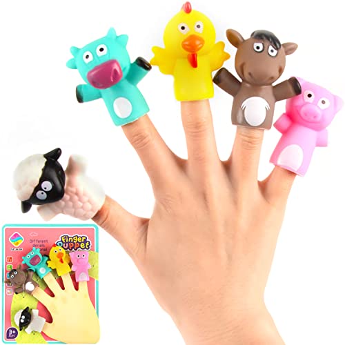 XiXiRan 5 Stück Tierfingerpuppen Set, Mini Kieselgel Handpuppe, Spielzeuge Set, Tiny Mini Finger, für Kinder Baby Game Party von XiXiRan