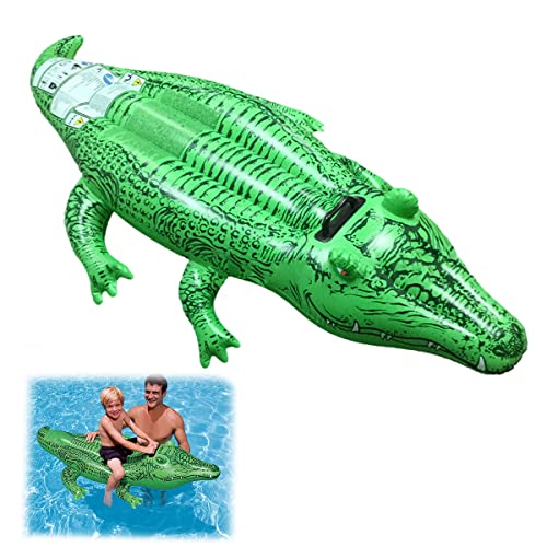 XiXiRan Aufblasbares Krokodil Groß, Schwimmendes Krokodil, Aufblasbares Reittier, Krokodil Wasserspielzeug, Wasser Aufblasbare Schwimmende Krokodil, Aufblasbares Tier Mit Robustem Haltegriff von XiXiRan