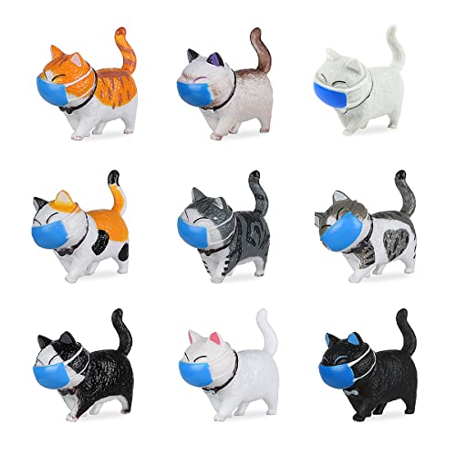 XiXiRan Katzen Figuren, Miniatur Katzenfiguren, Lehrreich Kitty Figuren Spielzeug-Set, Realistische Katzenfiguren, Auto Dekoration Katze, Katzenfiguren Tragen Gesichtsmaske, für Katzenliebhaber von XiXiRan