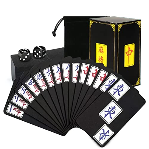 XiXiRan Mahjong Poker Karten, Mahjong Spielkartenset, Mahjong Pokerkarten Kunststoff, Wasserfeste Mahjong Spielkarten, Tragbares Mahjong-Spielset, Chinesisches Traditionelles Mahjong Spielkarten von XiXiRan