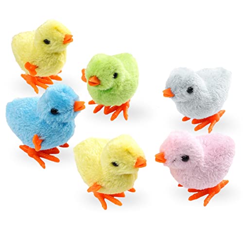 XiXiRan Ostern Aufzieh Huhn Spielzeug, 6 Stück Huhn Spielzeug Geschenk Geht für Kleine Junge Und Mädchen, Osterdeko Küken, küken Spielzeug Oster, Osterkorb Füllstoffe (Zufällige Farbe) von XiXiRan