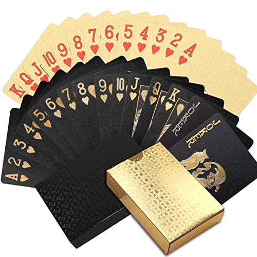 XiXiRan Spielkarten Wasserfest, 2pcs Pokerkarten Plastik, Poker Kartenset, Wasserdicht Kartenspiel, Wasserfest Pokerkarten Plastik, Goldene Pokerkarten, Spielkarten Schwarze, 1 Gold + 1 Schwarz XiXiRan Spielkarten Wasserfest, 2pcs Pokerkarten Plastik, Poker Kartenset, Wasserdicht Kartenspiel, Wasserfest Pokerkarten Plastik, Goldene Pokerkarten, Spielkarten Schwarze, 1 Gold + 1 Schwarz von XiXiRan