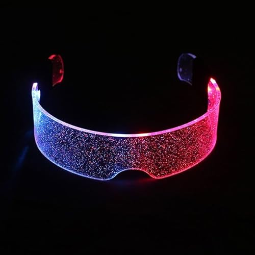 XiXiYang LED-Sternenhimmel-Brille, blinkende LED-Sonnenbrille, Kostüme, 7 Beleuchtungsmodi, wiederaufladbar, leuchtende Neon-Sonnenbrille, Party-Festival-Rave-Zubehör (Sternenhimmel) von XiXiYang