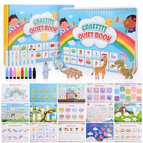 Montessori Spielzeug ab 3-6 Jahre, Montessori Spielzeug Wiederverwendbare Stickerbuch, Ruhiges Buch Montessori for Toddlers, Kinder Aufkleber Bücher Sensorisches Spielzeug, Kleinkinder Spielzeugbuch Montessori Spielzeug ab 3-6 Jahre, Montessori Spielzeug Wiederverwendbare Stickerbuch, Ruhiges Buch Montessori for Toddlers, Kinder Aufkleber Bücher Sensorisches Spielzeug, Kleinkinder Spielzeugbuch von XiYee