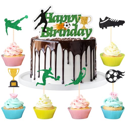 Xialvyu 25 Stück Tortendeko Fussball, Glitzer Fussball Cupcake Deko Junge Tortenaufleger Fussball Geburtstag Kinder für Fussball Party Muffin Torten Deko Xialvyu 25 Stück Tortendeko Fussball, Glitzer Fussball Cupcake Deko Junge Tortenaufleger Fussball Geburtstag Kinder für Fussball Party Muffin Torten Deko von Xialvyu