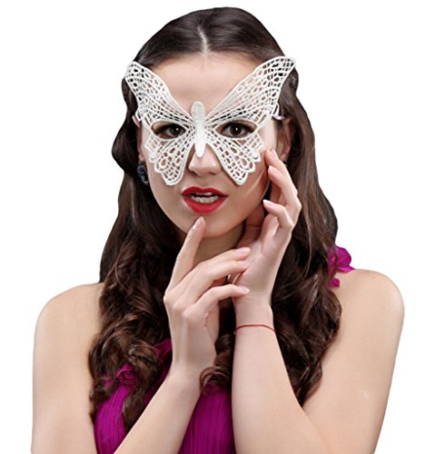 Xiang Ru Damen Spitze Gesicht Augenmaske Cosplay Kostüm für Masquerade Halloween Party Weiss # B von Xiang Ru