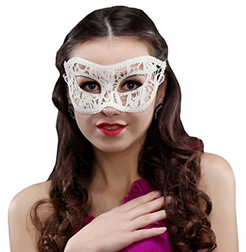 Xiang Ru Damen Spitze Gesicht Augenmaske Cosplay Kostüm für Masquerade Halloween Party Weiss # F von Xiang Ru