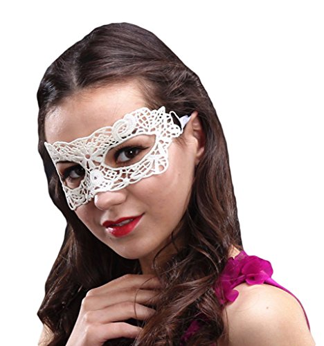 Xiang Ru Damen Spitze Gesicht Augenmaske Maskerade Maskenball für Masquerade Halloween Party Weiss von Xiang Ru