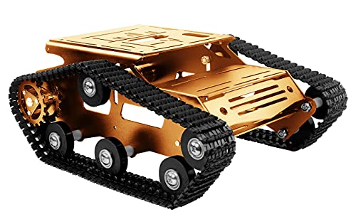 XiaoR GEEK Smart Robot Car Tank Chassis Kit mit 2WD-Motoren für Arduino/Raspberry Pi/Jetson Nano DIY ferngesteuertes Roboterauto (Gold) von XiaoR GEEK