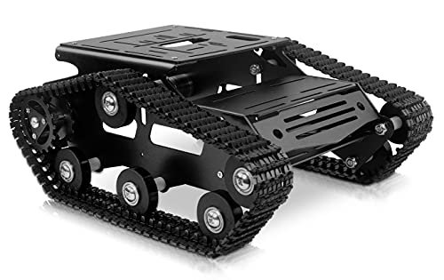 XiaoR GEEK Smart Robot Car Tank Chassis Kit mit 2WD-Motoren für Arduino/Raspberry Pi/Jetson Nano DIY ferngesteuertes Roboterauto (Schwarz) von XiaoR GEEK