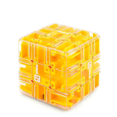 3D Cube Labyrinth Puzzles - ultimative Wendungen für Erwachsene und Jugendliche, Raumlogik - Training, pädagogische Stäbchen Geschenke für Familienspiele Nächte, Spaß an Reisen und Partys (gelb) von XiaoerYu