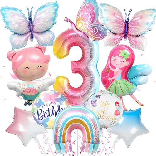 Schmetterling 3. Geburtstag Luftballon Deko für Mädchen - Feen Geburtstagsdeko Set mit Schmetterlinge Luftballon, Folienballon 3, Eelfen und Feen Ballon, 3 Jahre Mädchen Party Dekoration Schmetterling 3. Geburtstag Luftballon Deko für Mädchen - Feen Geburtstagsdeko Set mit Schmetterlinge Luftballon, Folienballon 3, Eelfen und Feen Ballon, 3 Jahre Mädchen Party Dekoration von Xietaea
