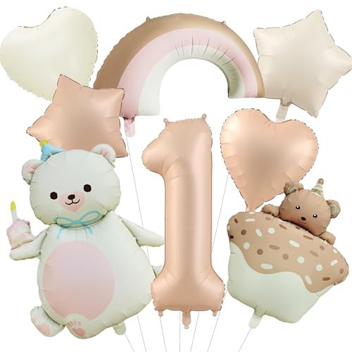Bär Deko 1. Geburtstag Junge Mädchen - 8 Stück 1 Geburtstagsdeko Luftballons Rosa Bären Folienballon, Riesen Zahlenballon und Herz Stern Ballons für Kindergeburtstag Dekoration Bär Deko 1. Geburtstag Junge Mädchen - 8 Stück 1 Geburtstagsdeko Luftballons Rosa Bären Folienballon, Riesen Zahlenballon und Herz Stern Ballons für Kindergeburtstag Dekoration von Xietaea
