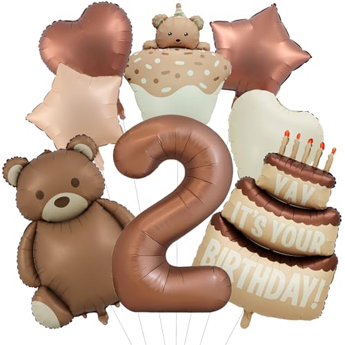 Bär Deko 2. Geburtstag Junge Mädchen - 8 Stück 2 Jahr Geburtstagsdeko Luftballons Braun Bären Folienballon, Riesen Zahlenballon und Herz Stern Ballons für Kindergeburtstag Dekoration Bär Deko 2. Geburtstag Junge Mädchen - 8 Stück 2 Jahr Geburtstagsdeko Luftballons Braun Bären Folienballon, Riesen Zahlenballon und Herz Stern Ballons für Kindergeburtstag Dekoration von Xietaea