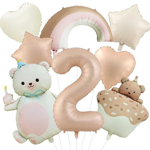 Bär Deko 2. Geburtstag Junge Mädchen - 8 Stück 2 Jahr Geburtstagsdeko Luftballons Rosa Bären Folienballon, Riesen Zahlenballon und Herz Stern Ballons für Kindergeburtstag Dekoration Bär Deko 2. Geburtstag Junge Mädchen - 8 Stück 2 Jahr Geburtstagsdeko Luftballons Rosa Bären Folienballon, Riesen Zahlenballon und Herz Stern Ballons für Kindergeburtstag Dekoration von Xietaea
