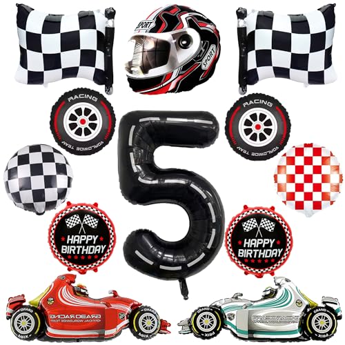 Auto 5. Geburtstagsdeko Luftballon Set - 12 Stück Rennwagen 5. Geburtstag Folienballons Dekoration mit Racing Cars Folienballons, Happy Birthday Ballon, Cars Themen Party Dekoration für 5 Jahre Junge Auto 5. Geburtstagsdeko Luftballon Set - 12 Stück Rennwagen 5. Geburtstag Folienballons Dekoration mit Racing Cars Folienballons, Happy Birthday Ballon, Cars Themen Party Dekoration für 5 Jahre Junge von Xietaea