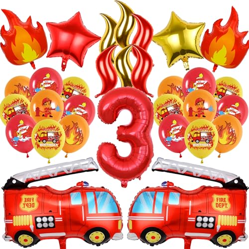 Feuerwehr Deko Kindergeburtstag 3 Jahre Jungen - 33 Stück Feuerwehrauto Luftballons, Feuerwehr Folienballon 3. Geburtstag, Feuerwehrmann Geburtstagsdeko für Junge Feuerwehr Deko Kindergeburtstag 3 Jahre Jungen - 33 Stück Feuerwehrauto Luftballons, Feuerwehr Folienballon 3. Geburtstag, Feuerwehrmann Geburtstagsdeko für Junge von Xietaea