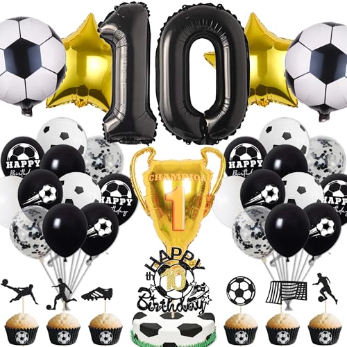 Fussball Deko Geburtstag Kinder 10 Jahre Junge - 10. Geburtstagsdeko Luftballons Fußball Folienballon, Tortendeko und XXL Zahlenballon zum Kindergeburtstag Party Dekoration Fussball Deko Geburtstag Kinder 10 Jahre Junge - 10. Geburtstagsdeko Luftballons Fußball Folienballon, Tortendeko und XXL Zahlenballon zum Kindergeburtstag Party Dekoration von Xietaea