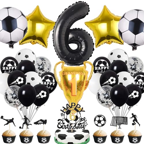 Fussball Deko Geburtstag Kinder 6 Jahre Junge - 6. Geburtstagsdeko Luftballons Fußball Folienballon, Tortendeko und XXL Zahlenballon zum Kindergeburtstag Party Dekoration Fussball Deko Geburtstag Kinder 6 Jahre Junge - 6. Geburtstagsdeko Luftballons Fußball Folienballon, Tortendeko und XXL Zahlenballon zum Kindergeburtstag Party Dekoration von Xietaea
