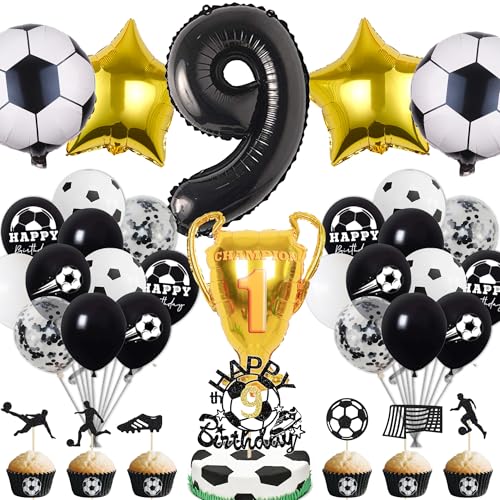 Fussball Deko Geburtstag Kinder 9 Jahre Junge - 9. Geburtstagsdeko Luftballons Fußball Folienballon, Tortendeko und XXL Zahlenballon zum Kindergeburtstag Party Dekoration Fussball Deko Geburtstag Kinder 9 Jahre Junge - 9. Geburtstagsdeko Luftballons Fußball Folienballon, Tortendeko und XXL Zahlenballon zum Kindergeburtstag Party Dekoration von Xietaea