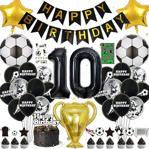 Fussball Luftballon 10 Geburtstag Junge - Fußball Deko Geburtstag Kinder, Happy Birthday Girlande Folienballons Tortendeko, Leuchtende Tattoo Aufkleber, Schwarz Fussball Geburtstagsdeko 10 Jahre Fussball Luftballon 10 Geburtstag Junge - Fußball Deko Geburtstag Kinder, Happy Birthday Girlande Folienballons Tortendeko, Leuchtende Tattoo Aufkleber, Schwarz Fussball Geburtstagsdeko 10 Jahre von Xietaea