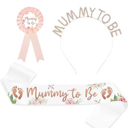 Mommy to Be Schärpe Deko - 3 Stück Baby Shower Party Deko für Mama, Baby Willkommensparty Dekorationen, Werdende Mütter Mummy to Be Schärpe Abzeichen Tiara Feier Schwangerschaft Baby Dusche Party Mommy to Be Schärpe Deko - 3 Stück Baby Shower Party Deko für Mama, Baby Willkommensparty Dekorationen, Werdende Mütter Mummy to Be Schärpe Abzeichen Tiara Feier Schwangerschaft Baby Dusche Party von Xietaea