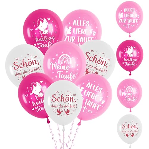 Taufe Deko Mädchen Luftallons Set - 32 Stück Konfirmation Dekoration Taube Regenbogen Muster Ballons, Rosa Weiß Luftballon für Baby Shower Kommunion Party Dekoration Taufe Deko Mädchen Luftallons Set - 32 Stück Konfirmation Dekoration Taube Regenbogen Muster Ballons, Rosa Weiß Luftballon für Baby Shower Kommunion Party Dekoration von Xietaea