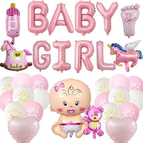 Xietaea Babyparty Luftballons Deko für Mädchen - 36 Stück Baby Shower Deko Set mit Baby Girl Folienballon, Rosa Mädchen Luftballons für Babyshower, Gender Reveal und Willkommen Zuhause Baby Xietaea Babyparty Luftballons Deko für Mädchen - 36 Stück Baby Shower Deko Set mit Baby Girl Folienballon, Rosa Mädchen Luftballons für Babyshower, Gender Reveal und Willkommen Zuhause Baby von Xietaea