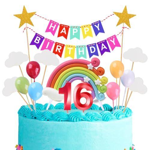 16th Geburtstags Kuchen Topper Birthday Torten Dekoration Geburtstag Kuchendeko Rot Zahl 16 Kerzen Tortendeko Set Regenbogen Ballon Wolke Sterne für Mädchen Jungen Geburtstags Party Supplies 16th Geburtstags Kuchen Topper Birthday Torten Dekoration Geburtstag Kuchendeko Rot Zahl 16 Kerzen Tortendeko Set Regenbogen Ballon Wolke Sterne für Mädchen Jungen Geburtstags Party Supplies von Xihuimay