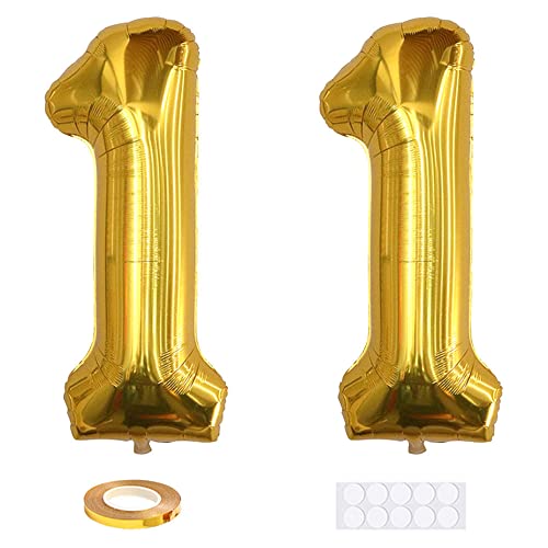 Xihuimay 40" Nummer 11 Folienballon Zahl 11 Luftballon Ziffer 11. Geburtstag Ballon 100cm Riesen Ballons Luft oder Helium Digitaler Ballon für Mädchen Junge Jubiläum Feierliche Anlässe, Golden XXL Xihuimay 40" Nummer 11 Folienballon Zahl 11 Luftballon Ziffer 11. Geburtstag Ballon 100cm Riesen Ballons Luft oder Helium Digitaler Ballon für Mädchen Junge Jubiläum Feierliche Anlässe, Golden XXL von Xihuimay