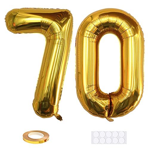 Xihuimay 40" Nummer 70 Folienballon Zahl 70 Luftballon Ziffer 70. Geburtstag Ballon 100cm Riesen Ballons Luft oder Helium Digitaler Ballon für Mädchen Junge Jubiläum Feierliche Anlässe, Golden XXL Xihuimay 40" Nummer 70 Folienballon Zahl 70 Luftballon Ziffer 70. Geburtstag Ballon 100cm Riesen Ballons Luft oder Helium Digitaler Ballon für Mädchen Junge Jubiläum Feierliche Anlässe, Golden XXL von Xihuimay