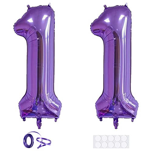 Xihuimay 40" Nummer 11 Folienballon Zahl 11 Luftballon Ziffer 11. Geburtstag Ballon 100cm Riesen Ballons Luft oder Helium Digitaler Ballon für Mädchen Junge Jubiläum Feierliche Anlässe, Lila XXL Xihuimay 40" Nummer 11 Folienballon Zahl 11 Luftballon Ziffer 11. Geburtstag Ballon 100cm Riesen Ballons Luft oder Helium Digitaler Ballon für Mädchen Junge Jubiläum Feierliche Anlässe, Lila XXL von Xihuimay