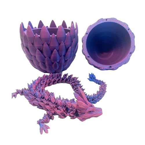 Xiixuuj 3D-Gedruckter Drache Mit Abnehmbarem Drachenschuppen-Ei, Kristalldrachen-Zappelspielzeug, Beweglicher Gelenkdrache Mit Drachenei, Drachenei-bewegliches Drachenspielzeug von Xiixuuj