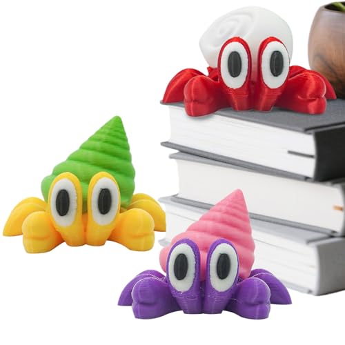 Xiixuuj Mini-Einsiedlerkrabben-Figuren, 3 Stück, Schreibtisch-Tier-Ornament mit beweglichen Gelenken, Mini-Desktop-Fidget-Figuren für Kinder, Damen, Herren, Heimdekoration, verspielter Stressabbau von Xiixuuj