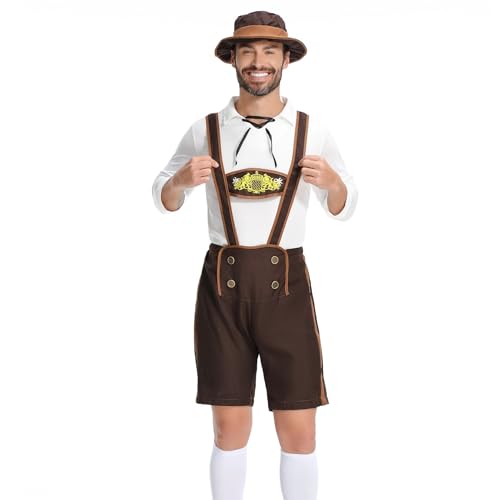 Xijadi Herren Bayerisches Oktoberfest Lederhose Trachtenset Boxer 3 teilig Outfit Boyleg Karneval Gummiband Deutsches Outfit, Braun, M Xijadi Herren Bayerisches Oktoberfest Lederhose Trachtenset Boxer 3 teilig Outfit Boyleg Karneval Gummiband Deutsches Outfit, Braun, M von Xijadi
