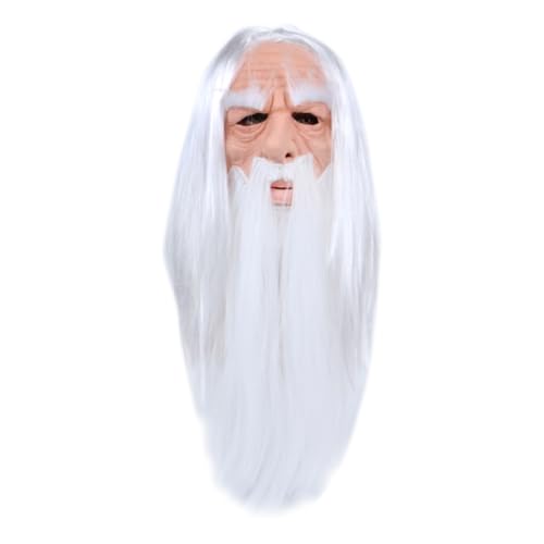 Xijobido Gruselige Halloween Maske, Weißhaariger Alter Großvater Design Halloween Party Kostüm Zubehör, Gruselig Für Geisterhaus Frauen Männer Horror Convention von Xijobido