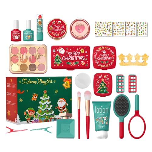 Xijobido Kinderschminke | Weihnachten Mädchen Spielzeug Spielkosmetik Set | Geruchloses Spielmake-up Set für Vorschule Kinderkrippe Zuhause Mädchen 3-5 Kindergarten Spielzimmer | von Xijobido