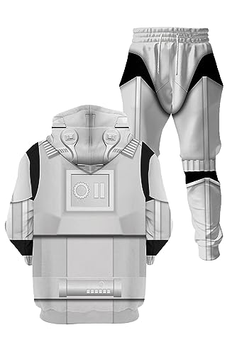 Xikaufo Unisex Erwachsene Hoodies Druck Set Halloween Karneval Party Cosplay Kostüm Anzug, Weiss/opulenter Garten, Large von Xikaufo