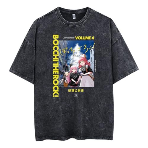 Anime Washed Out T-Shirt Gotō Hitori Tee Retro-Stil Kita Ikuyo T-Shirts Sommer Casual Yamada Ryo Kurzarm Mode Top von Ximman
