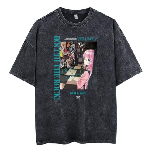 Anime Washed Out T-Shirt Gotō Hitori Tee Retro-Stil Kita Ikuyo T-Shirts Sommer Casual Yamada Ryo Kurzarm Mode Top von Ximman
