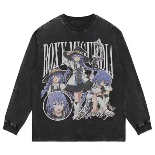 Ximman Anime Eris Greyrat Sweatshirt Roxy Migurdia Langarm Sweatshirt Vintage Washed Style Unisex Fashion Casual Top von Ximman