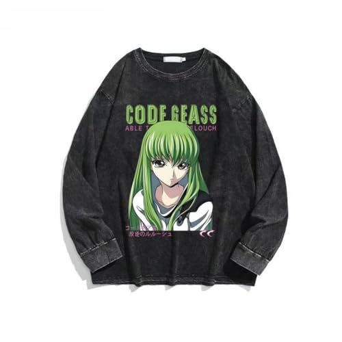 Ximman CC Anime Sweatshirt Langarm CC Sweatshirt Anime 3D Gedruckt Pullover Vintage Washed Style Casual Tops Unisex Fashion Top von Ximman