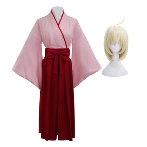 Ximman Okita Souji Cosplay Kostüm Anime Okita Souji Rollenspielanzug Bühnenauftrittskostüm Rosa Anime Kleid Halloween Karneval Set für Damen von Ximman