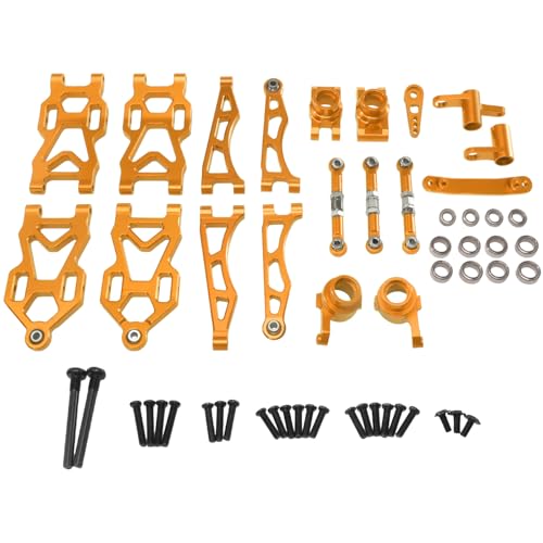 XinGeeek RC Aluminiumteile-Set, Schwingenlenkbecher, Zubehör für SCY 1/16 16101 16102 16103 16104 16106 16201 JJRC C8805 Q130A Q130B Q141 RC Auto-Modifikationsteile (Gold) von XinGeeek