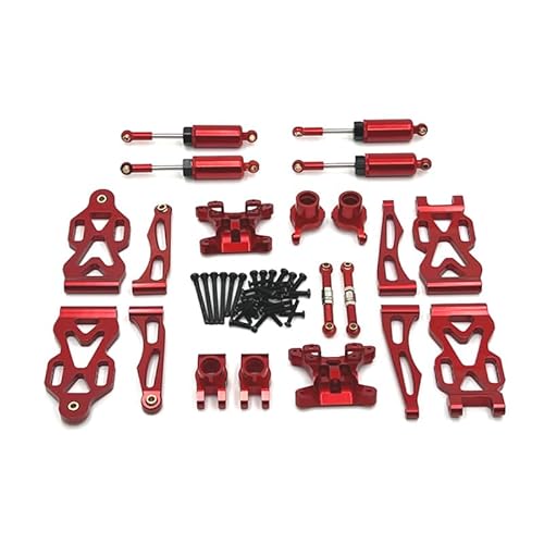 XinGeeek RC Aluminiumteile für 1/16 SCY 16101 16102 16103 für JJRC C8805 RC Cars Upgrade Modifikation Teile Ersatz Zubehör (rot) von XinGeeek