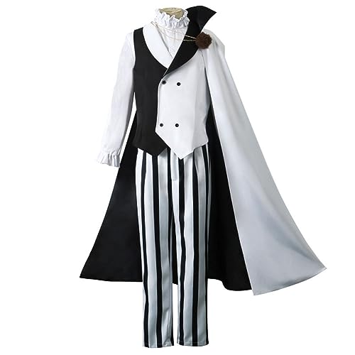 BSD Nikolai Gogol Cosplay-Kostüm, Dazai-Osamu-Cosplay-Outfit, weißer Umhang und schwarz-weiß gestreifte Uniformjacke, Hose, Set, Anime-Cosplay-Outfit, Halloween, Weihnachten, Karneval, Party BSD Nikolai Gogol Cosplay-Kostüm, Dazai-Osamu-Cosplay-Outfit, weißer Umhang und schwarz-weiß gestreifte Uniformjacke, Hose, Set, Anime-Cosplay-Outfit, Halloween, Weihnachten, Karneval, Party von Xinchangda