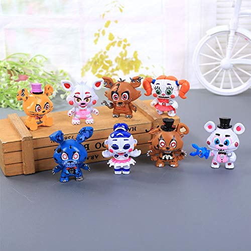 FNAF Five Nights at Freddy's bewegliche Action-Figur, Sammelfiguren, Puppen, Kuchendekoration, Dekoration, 14 cm, 6 Stück, 8 Stück/Set., One size von Xinchangda