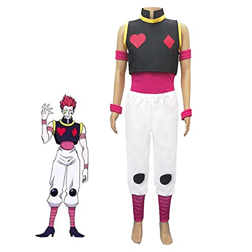 Herren Hisoka Cosplay Kostüm Anzug enthalten Mantel Weste Handschuhe Fußabdeckung Hosen Halloween Karneval Verkleidung Uniform Geschenk für Erwachsene, Hisoka, XL von Xinchangda