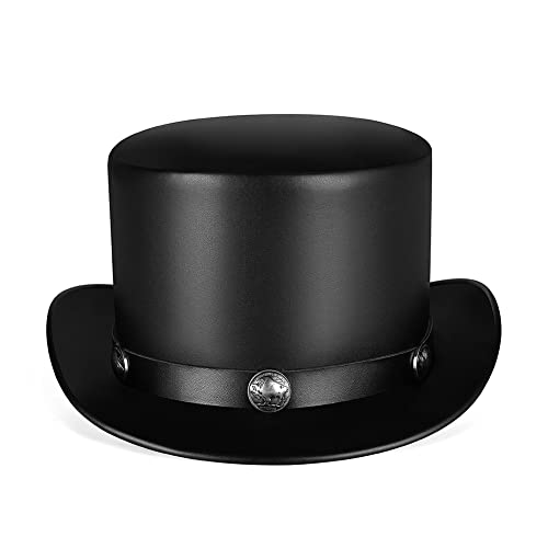 Mittelalterlicher Punk-Hut, Halloween-Hut, industrieller Retro-Stil, PU-Leder, Kuppel, Uni, magischer Hut, Gentleman, Partyhut, Schwarz , Einheitsgröße Mittelalterlicher Punk-Hut, Halloween-Hut, industrieller Retro-Stil, PU-Leder, Kuppel, Uni, magischer Hut, Gentleman, Partyhut, Schwarz , Einheitsgröße von Xinchangda