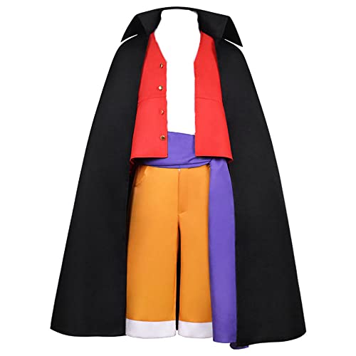 Monkey D. Luffy Red Outfit Cosplay Costume Anime Uniform Halloween Carnival Costume Props for Adults Including Hat + Clothing + Trousers + Girdle + Cape von Xinchangda